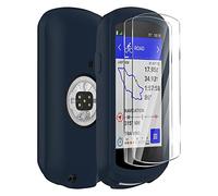 Ermorgen Custodia in silicone compatibile per Garmin Edge 1040 + 2 pellicole proteggi schermo in vetro temperato, custodia in silicone morbido protezione anti-urto tutto incluso Blu