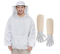 ERMWALR Tuta protettiva per apicoltore con cappuccio e maschera, abbigliamento professionale per apicoltori e apicoltori inclusi guanti da apicoltore in pelle di pecora (L)