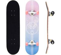 ERNAN Skateboard Completo per Principianti. Skateboard completo professionale da 31 * 8 pollici. Double Kick Deck Concavo con 7 strati per adulto, ragazzi, ragazze. (Pink deer)