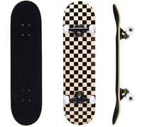 ERNAN Skateboard Completo per Principianti. Skateboard completo professionale da 31 * 8 pollici. Double Kick Deck Concavo con 7 strati per adulto, ragazzi, ragazze. (Wood colour A)