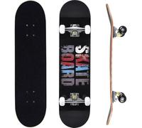 ERNAN Skateboard Completo per Principianti. Skateboard completo professionale da 31 * 8 pollici. Double Kick Deck Concavo con 7 strati per adulto, ragazzi, ragazze. (All-Black-SK)