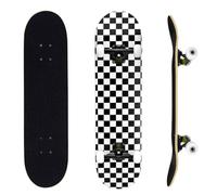 ERNAN Skateboard Completo per Principianti. Skateboard completo professionale da 31 * 8 pollici. Double Kick Deck Concavo con 7 strati per adulto, ragazzi, ragazze. (Black & White)