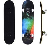 ERNAN Skateboard Completo per Principianti. Skateboard completo professionale da 31 * 8 pollici. Double Kick Deck Concavo con 7 strati per adulto, ragazzi, ragazze. (Rainbow)