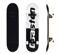 ERNAN Skateboard Completo per Principianti. Skateboard completo professionale da 31 * 8 pollici. Double Kick Deck Concavo con 7 strati per adulto, ragazzi, ragazze. (Black & White B)