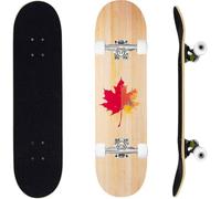ERNAN Skateboard Completo per Principianti. Skateboard completo professionale da 31 * 8 pollici. Double Kick Deck Concavo con 7 strati per adulto, ragazzi, ragazze. (maple leaf)