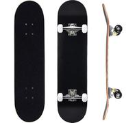 ERNAN Skateboard Completo per Principianti. Skateboard completo professionale da 31 * 8 pollici. Double Kick Deck Concavo con 7 strati per adulto, ragazzi, ragazze. (Black C)