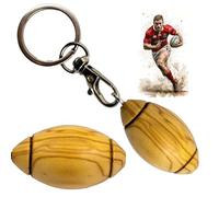 Ernestine - Portachiavi palloncino rugby in legno di ulivo - regalo amatoriale rugbyman - regalo giocatore rugby - idea regalo rugby Francia - portachiavi sport regalo festa papà papi - regalo