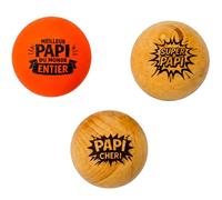 ERNESTINE - Set di 3 porcellini in legno incisi Papi - un maiale fluorescente incluso - Regalo originale per la festa dei nonni - Accessorio Boulist Made in France - Regalo di compleanno di Natale