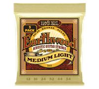 Ernie Ball Corde per chitarra acustica Earthwood Medium Light 80/20 Bronze 12-54 conf. da 3
