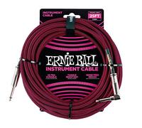 Ernie Ball, Cavo intrecciato per strumenti, dritto / angolato, 7,62 m, nero/rosso