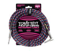 Ernie Ball, Cavo intrecciato per strumenti, dritto / angolato, 7,62 m, nero/rosso/blu/bianco