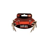 Ernie Ball, Cavo patch piatto a nastro, 7,62 cm, confezione da 3, colore rosso