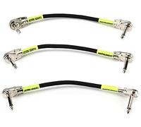 Ernie Ball, Cavo patch, piatto angolato / piatto angolato, 15,24 cm, confezione da 3, nero