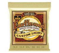 Ernie Ball Earthwood Custom Light 80/20 bronzo, Corde per chitarra acustica, confezione da 3, diametro 11.5-54