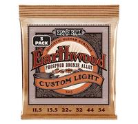 Ernie Ball Earthwood Custom Light Phosphor Bronze, Corde per chitarra acustica, confezione da 3, diametro 11.5-54