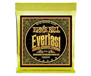 Ernie Ball, Everlast Medium Coated 80/20 Bronze, Corde per chitarra acustica, diametro 13-56