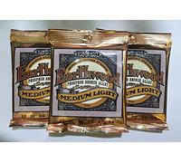Ernie Ball - Set di corde 2146 in bronzo fosforoso per chitarra acustica, medium light, 12-54, 3 confezioni