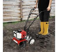 Ernonde 52CC - Fresa da giardino a benzina, a 2 tempi, 1,9 kW, con serbatoio del carburante da 0,95 l e 1 paio di ruote per aratura, coltivazione, solchi, diserbo, monocilindro e canne raffreddate ad