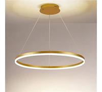 ERNP Lampadario LED Ristorante Lampadario Dimmerabile, Anello Minimalista Oro Rotondo Lampade A Sospensione in Acrilico, Soggiorno Nordico Lampada da Soffitto Telecomando in Alluminio, Personalit