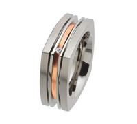 Ernstes Design Anello R183 Vero Oro Rosso 585 Brillante 0,02ct Inox Weite 48-71