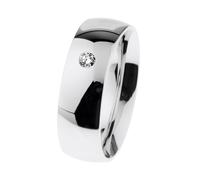 Ernstes Design Anello R607 Acciaio Lucido Brillante 0.065 Ct. 6,5 MM W 48 - 71