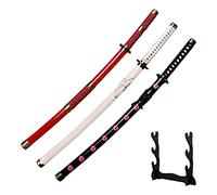 Eroberer Legno Anime Gioco di Ruolo Spada, Roronoa Zoro Spada-Texture Originale Anime Coltello Samurai Giapponese, Kitetsu Shusui Wado Ichimonji Set di Tre Pezzi Collezioni
