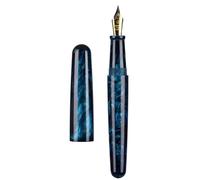 erofa Fuliwen 017 - Penna stilografica con pennino medio, fusto in celluloide blu caos, con astuccio piccolo