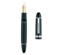 erofa Majohn P141 - Penna stilografica a stantuffo n. 8, pennino fine, in resina verde, con finestrella per inchiostro, penna regalo con scatola, finiture argentate