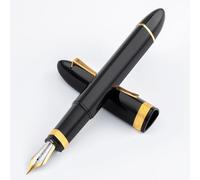 Erofa Majohn V60 - Penna stilografica a stantuffo con pennino extra fine, penna da ufficio in resina triangolare nera e dorata, set con confezione regalo