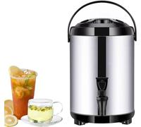 erogatore di acqua calda e fredda, bollitore termostato, fontana isotermica, dispenser per bevande in acciaio inox, grande capacità, 10-12 ore, colore: nero - 10L