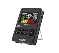 EROK Metronomo digitale ricaricabile e sintonizzatore, tutto in uno, con uscita cuffie stereo, conteggio vocale, adatto per chitarra, basso, violino, strumenti a corda (nero)