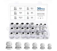 eROOSY 30 Pezzi Pressacavi Regolabili 3-15mm PG7 PG9 PG11 PG13.5 PG16 PG19 Connettori Pressacavi Impermeabili, Pressacavi Regolabili, Pressacavi Connettori per Cavi, Nylon Pressacavo Impermeabile