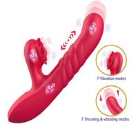 Erospace G-Spot Vibrator with Thrusting Motion & Clitoral Stimulation Sweet Play A2 Red