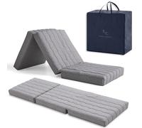 ErossConfort Materasso Pieghevole memory foam Ospiti 65 x 195 Schiuma HD + 2 cm Viscoelastico. Letto a Nido d'Ape. Pieghevole, Traspirante, Foderabile. Altezza 12 cm Grigio. Con borsa.