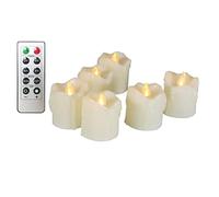 Erosway Candele elettriche, realistiche, luminose e sfarfallanti a batteria, 200 ore di utilizzo non stop con timer a 2/4/6/8 ore e telecomando, set di 6 candele LED