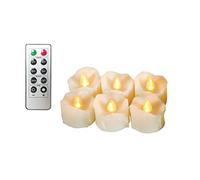 Erosway Candele elettriche, realistiche sfarfallanti a batteria, 200 ore di utilizzo non stop con timer a 2/4/6/8 ore e telecomando a 10 tasti