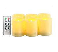 Erosway Candele LED, Tealights realistiche luminose e sfarfallanti a batteria, 300 ore di utilizzo non stop con timer a 2/4/6/8 ore e telecomando, 6-Pack Candele elettriche per matrimoni, party