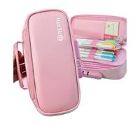 ERQIAO Astuccio scuola di grande capacità con blocco password, astuccio per matite a tinta unita, durevole, portapenne portatile, supporto scolastico, Colore rosa tinta unita, Taglia unica
