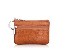 ERQIAO Mini Multi-colore del Cuoio Genuino Piccola Borsa Della Moneta Luce Strato Superiore Della Pelle Bovina Cerniera Caso Chiave Solido Moneta, Marrone, Taglia unica