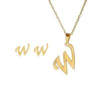 ERQIAO Moda In Acciaio Inox Alfabeto Iniziale Collana 26 Lettera Inglese Orecchini Collana Per Le Donne Set Personalizzare Gioielli, Misura unica, Agata