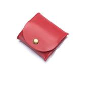 ERQIAO Portamonete portatile in vera pelle, design vintage, per auricolari e auricolari, per donne e uomini, mini portafoglio, Rosso, 1 pezzo