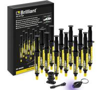 ERRECOM Brilliant 12 Traccianti Monodose Perdite Gas Refrigerante A/C 7,5ml | Formula Fluorescente UV, Include 12Siringe + Lampada UV e Adattatore Auto per valvola Carica Lato Bassa Pressione Gas R134a