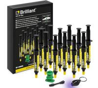 ERRECOM Brilliant 12 Traccianti Monodose Perdite Gas Refrigerante A/C 7,5ml | Formula Fluorescente UV, Include 12Siringhe +Lampada UV e Adattatore Auto per valvola Carica Lato Bassa Pressione Gas R1234yf