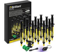 ERRECOM Brilliant 12 Traccianti Monodose Perdite Gas Refrigerante A/C 7,5ml | Formula Fluorescente UV, Include 12Siringhe+Lampada UV e Adattatori Auto valvola Carica Lato Bassa Pressione GasR134 R1234yf