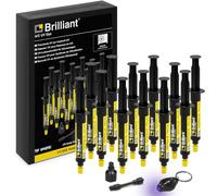 ERRECOM Brilliant 12Traccianti Monodose Perdite Gas Refrigerante AC/R 7,5ml | Formula Fluorescente UV, Include 12 Siringhe + Lampada UV e Adattatore 1/4 SAE per Impianti Climatizzazione e Refrigerazione