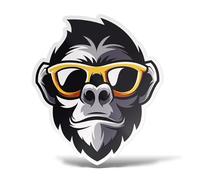 ERREINGE - Adesivo 10 cm SCIMMIA - Sticker PVC | Decal compatibile per Auto, Moto, Scooter, Casco, Laptop, Camper, Cofano, Bici