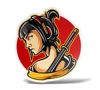 ERREINGE - Adesivo 12 cm GEISHA GIAPPONESE SAMURAI - Sticker PVC | Decal compatibile per Auto, Moto, Scooter, Casco, Laptop, Camper, Cofano, Bici