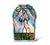 Erreinge® Adesivo Olografico 15 cm Keep Calm and Roll It Weed Marijuana Sticker stampato per Auto Moto Parete Paraurti Computer Portatile Bagagli Biciclette