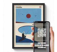 erreinge Poster Musicale con QR Code Personalizzabile - Vari Formati - Canzoni italiane - Ispirato a Il Pescatore di Fabrizio De Andrè - Minimal Art Decò Wall Parete Camera Design Moderno