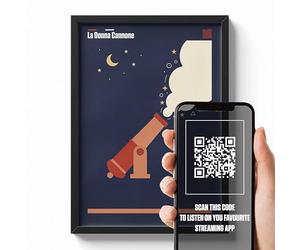 erreinge Poster Musicale con QR Code Personalizzabile - Vari Formati - Canzoni italiane - Ispirato a La Donna Cannone di Francesco De Gregori - Minimal Art Decò Wall Parete Camera Design Moderno